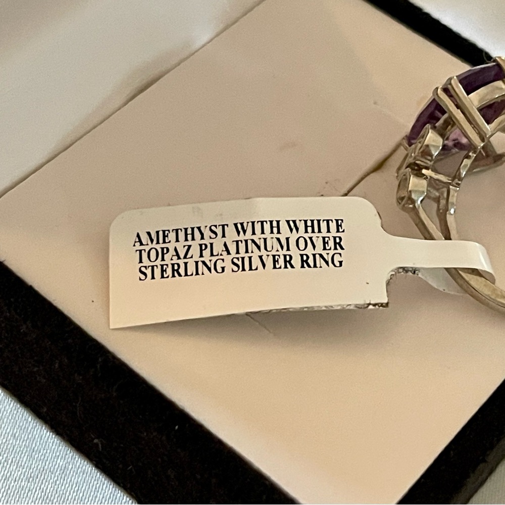 3.00CT Amethyst/White Topaz Ring - Picture 4 of 5